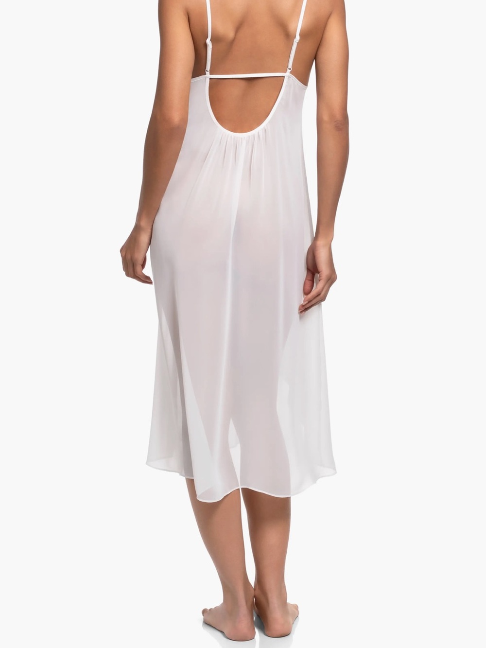 In Bloom by Jonquil White Lace Chiffon Nightgown Size Medium Bridal Romantic - Picture 4 of 10
